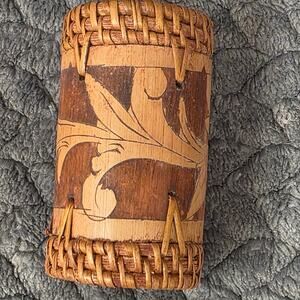 Set of 4 Handcrafted Birch Bark Napkin Rings Folk Art Scandinavian Rustic Decor